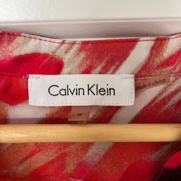 Calvin Klein Abstract Print Long Sleeve High Low Button Up Shirt Womens Medium - Picture 5 of 5